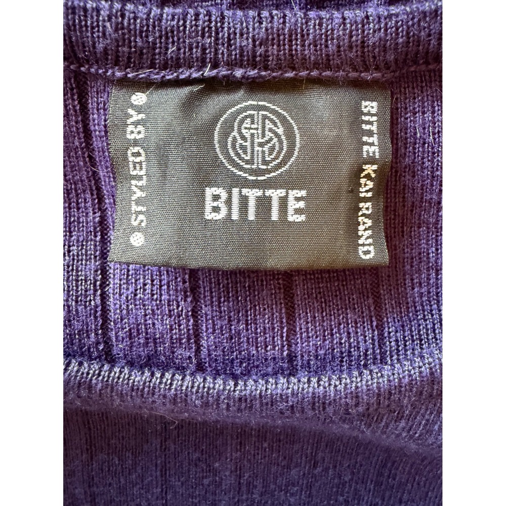 Bitte Kai Rand Rib Knit Sweater Women Medium Purple Lambswool Silk Peplum Hem - Picture 7 of 9